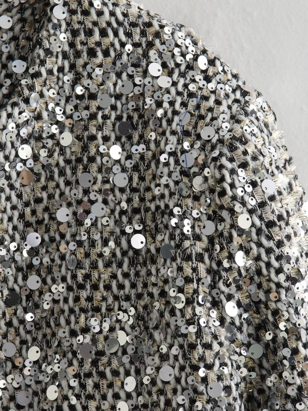 Sequin Cropped Collarless Jacket - silver - 4