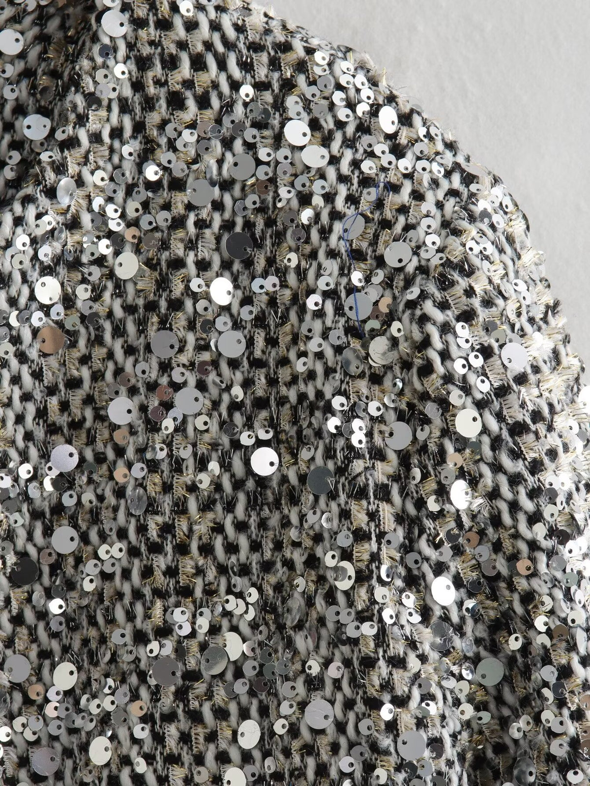 Sequin Cropped Collarless Jacket - silver - 4