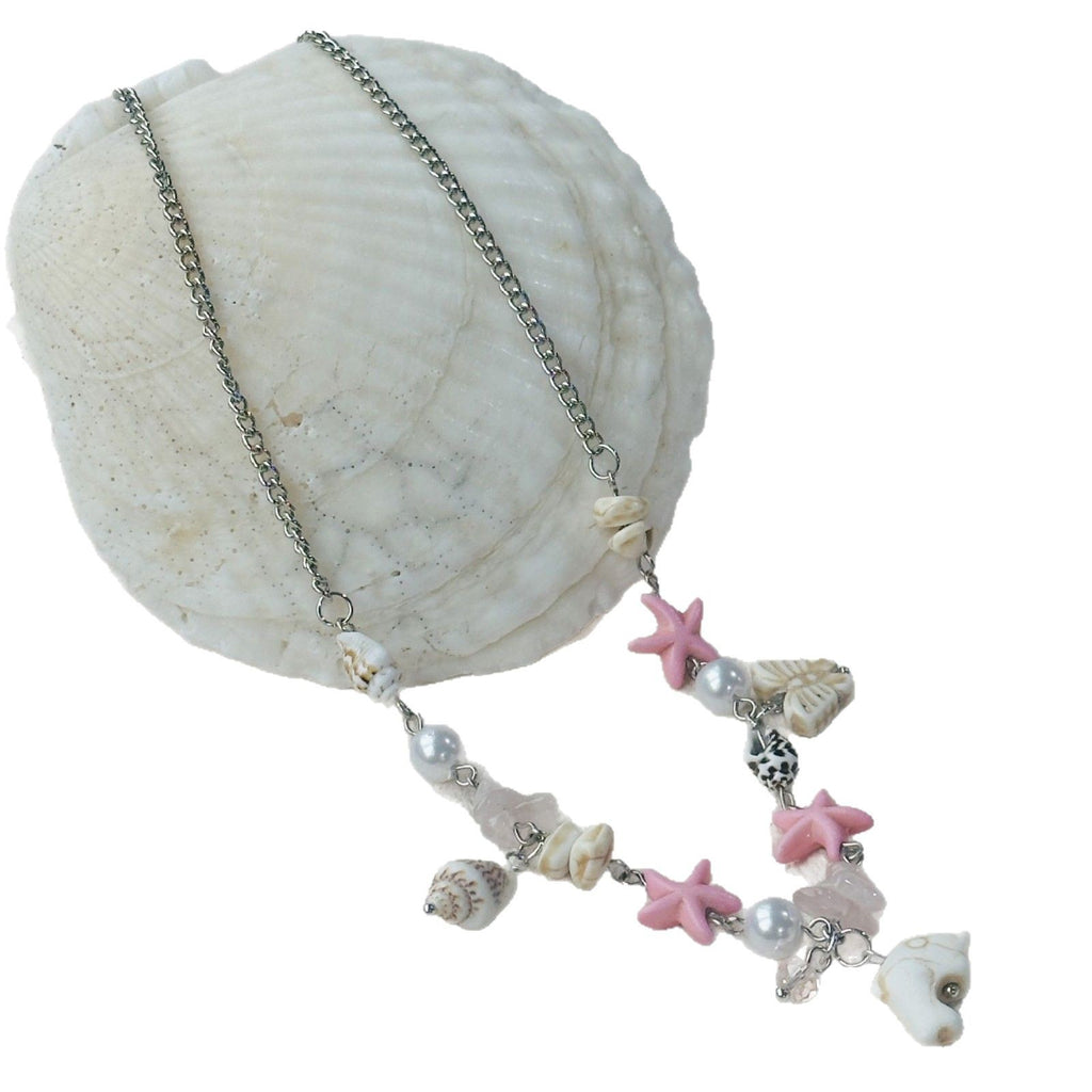 Shell Starfish Beaded Charm Necklace