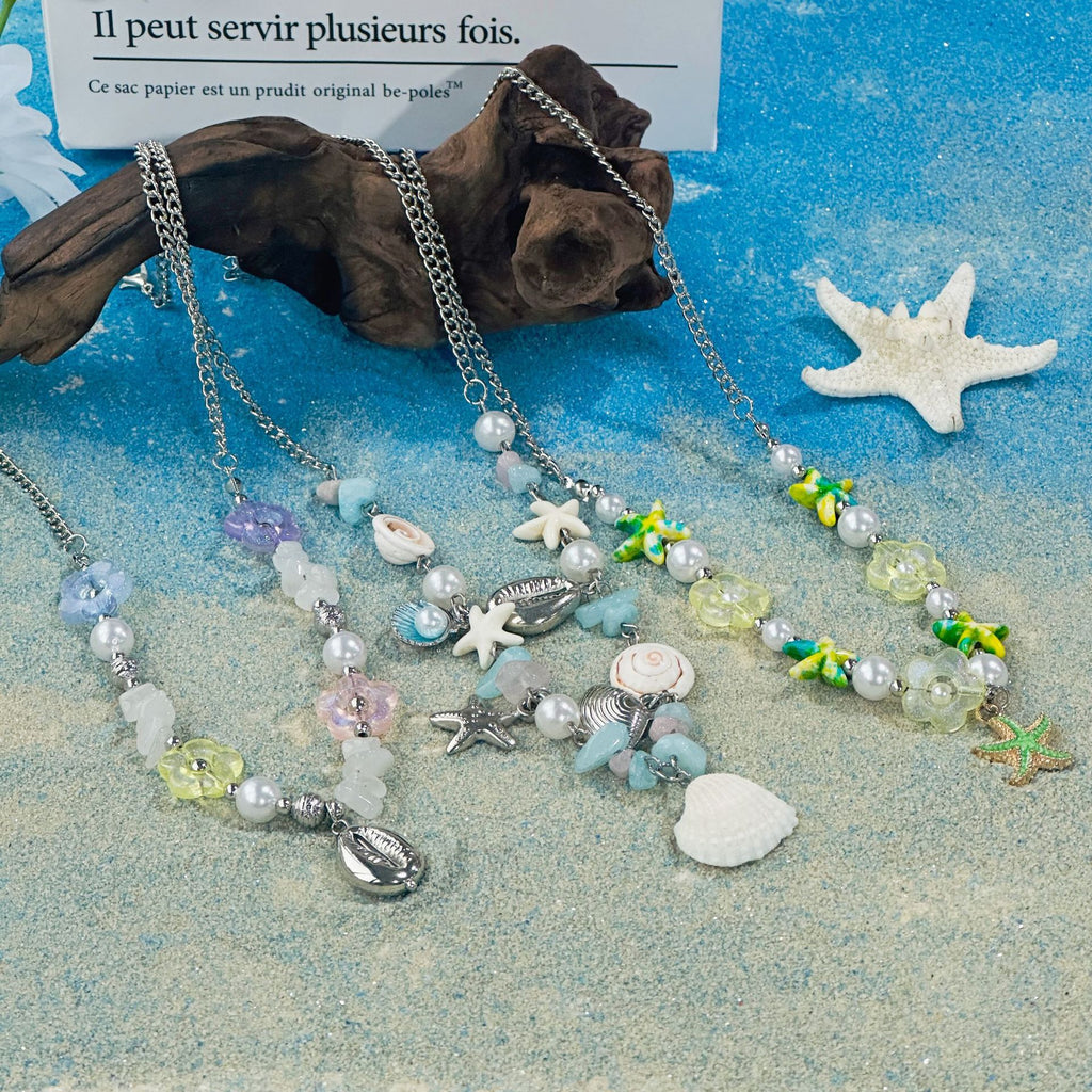 Shell Starfish Beaded Charm Necklace - view 1
