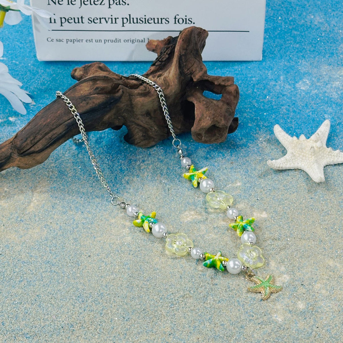 Shell Starfish Beaded Charm Necklace - view 2