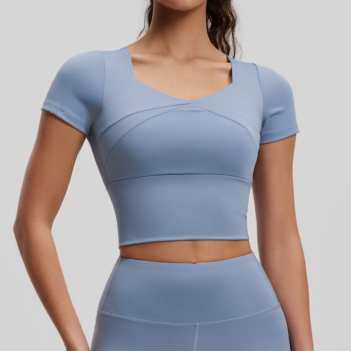 Sweetheart Neck Padded Cropped Workout Tee