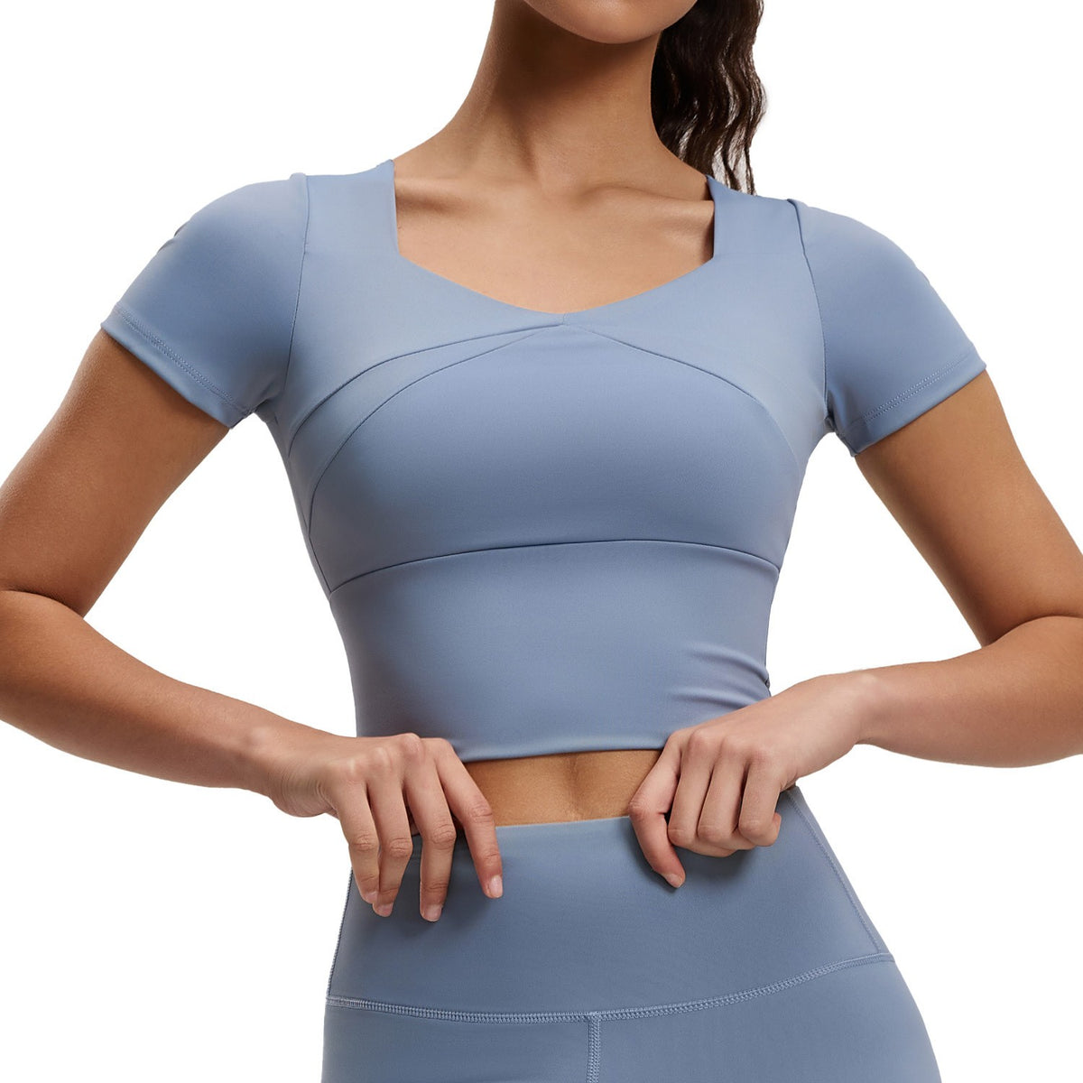 Sweetheart Neck Padded Cropped Workout Tee