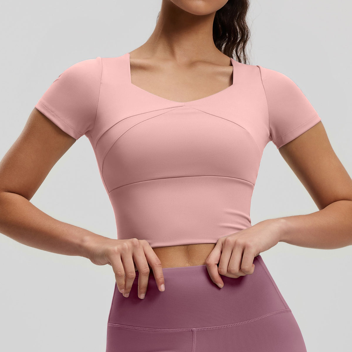 Sweetheart Neck Padded Cropped Workout Tee