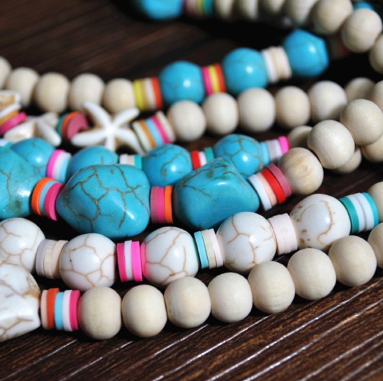 Wood Bead Tassel Long Boho Necklace - White - 2