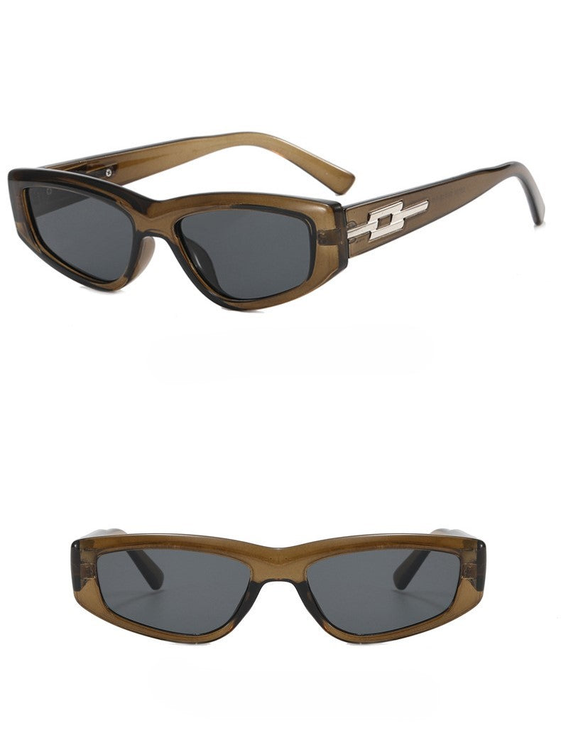 Retro Rectangle Cat Eye Sunglasses - Army green - 1
