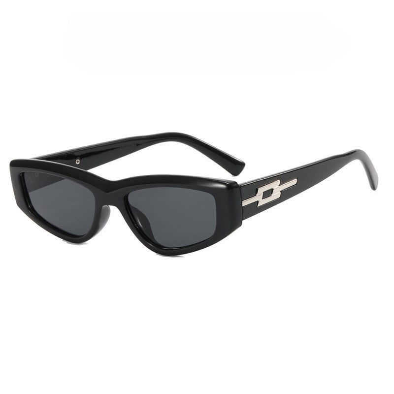 Retro Rectangle Cat Eye Sunglasses - Black