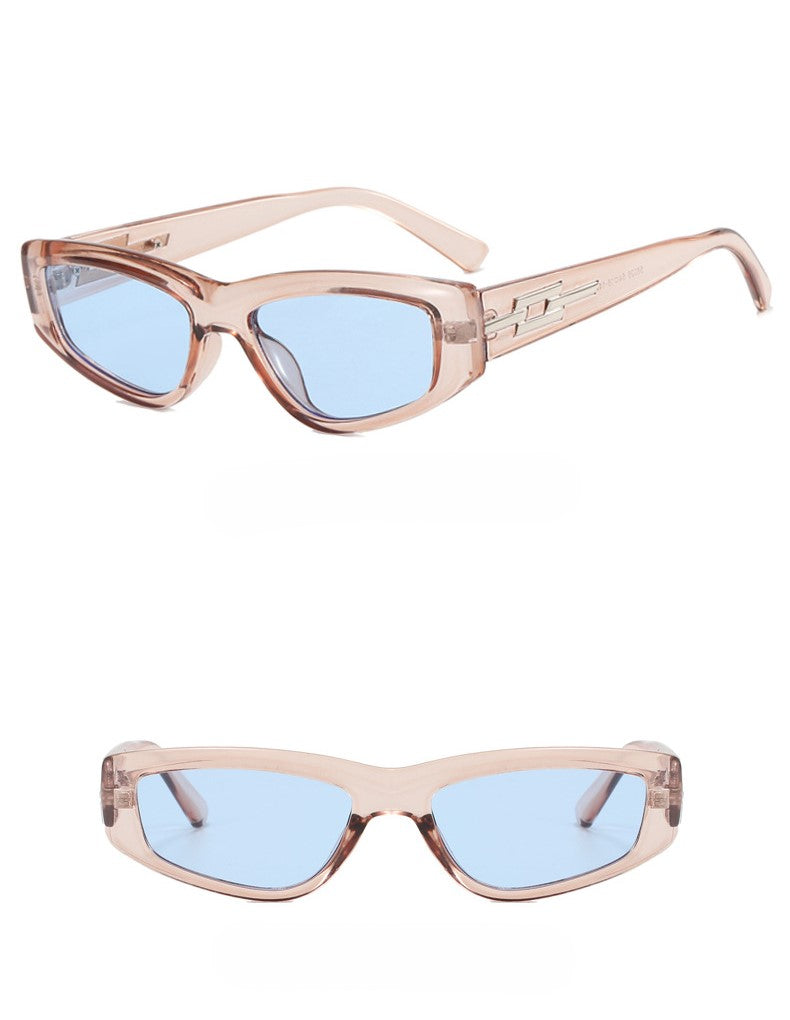 Retro Rectangle Cat Eye Sunglasses - Champagne - 1