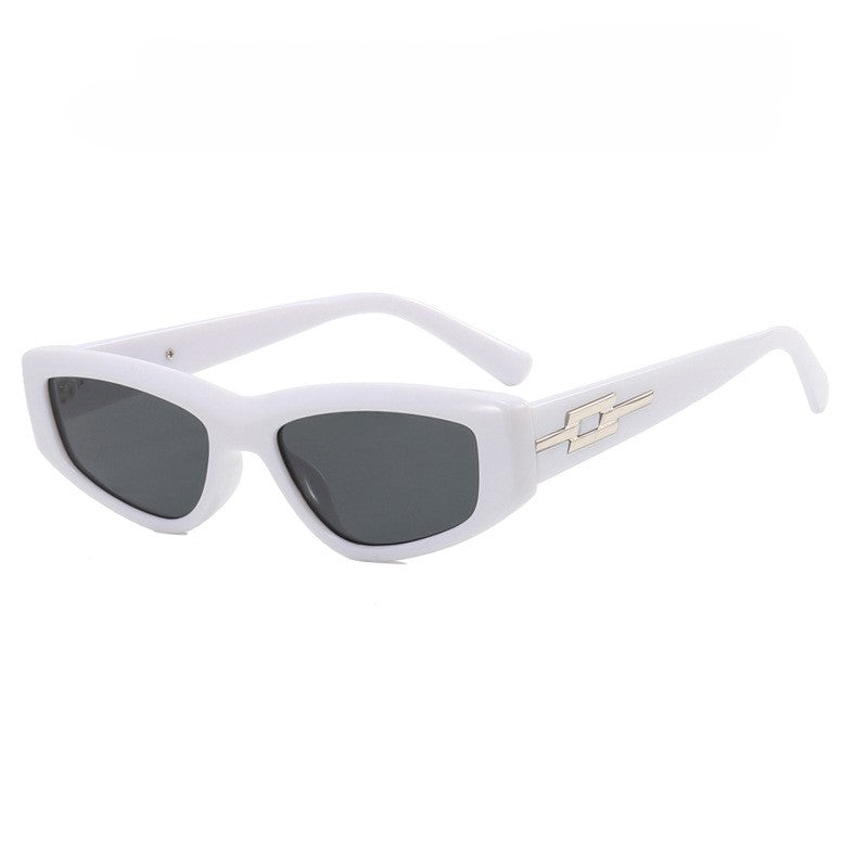 Retro Rectangle Cat Eye Sunglasses - White