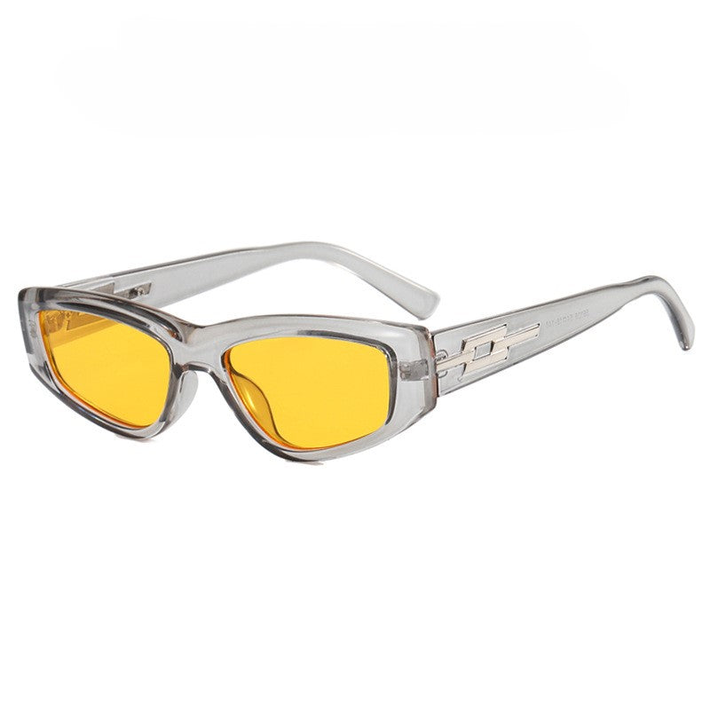 Retro Rectangle Cat Eye Sunglasses - Yellow