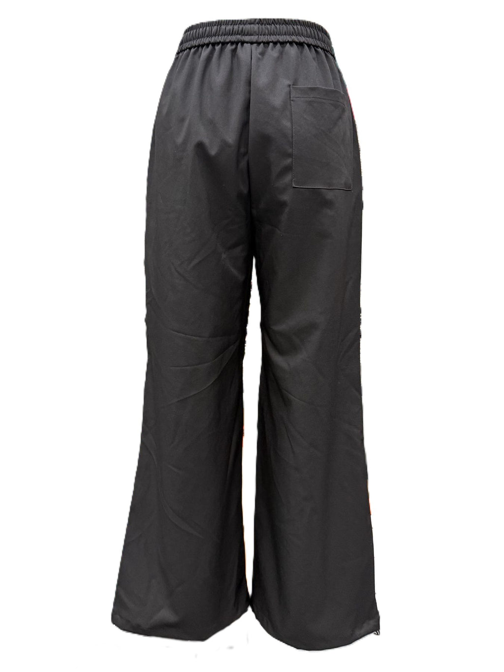 Wide Leg Parachute Pants With Toggle Hems - Black - 1