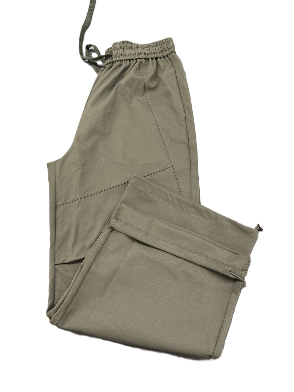 Wide Leg Parachute Pants With Toggle Hems - Green - 2