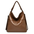 Convertible Faux Leather Hobo Shoulder Bag - Cognac