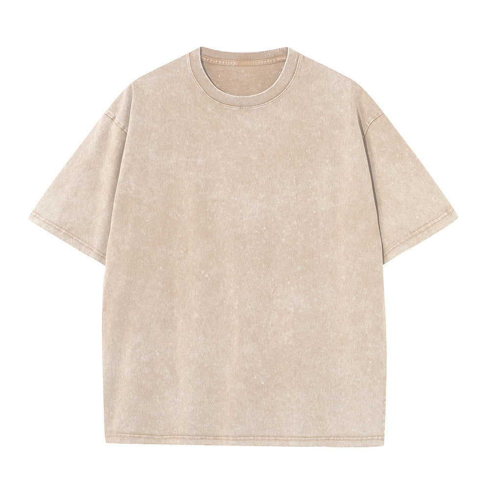 Acid Wash Oversized Drop Shoulder Tee - Apricot