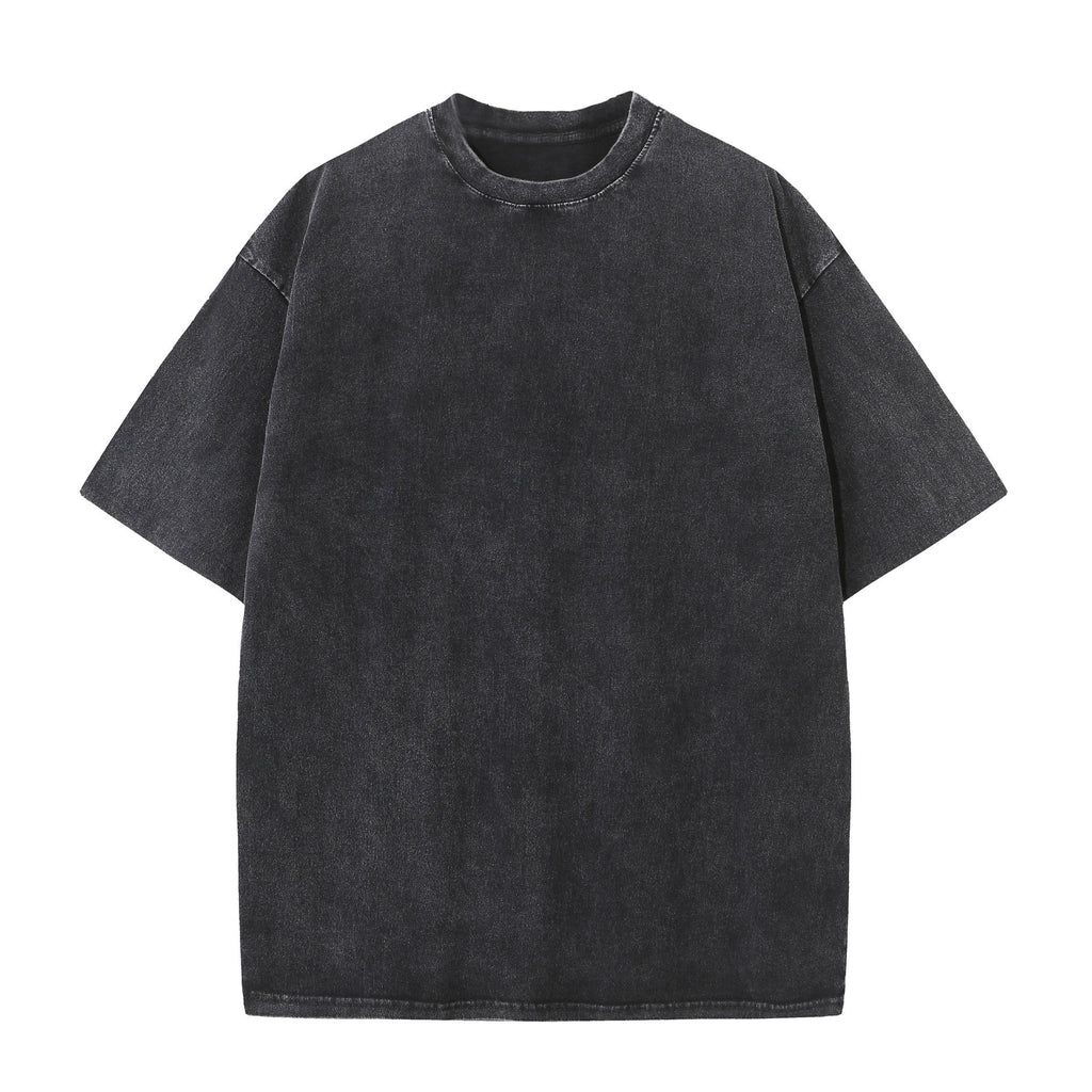 Acid Wash Oversized Drop Shoulder Tee - Black