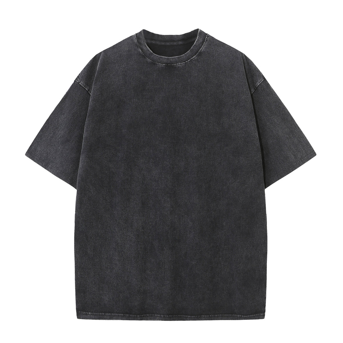 Acid Wash Oversized Drop Shoulder Tee - Black
