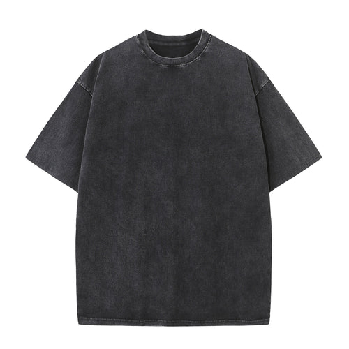 Acid Wash Oversized Drop Shoulder Tee - Black