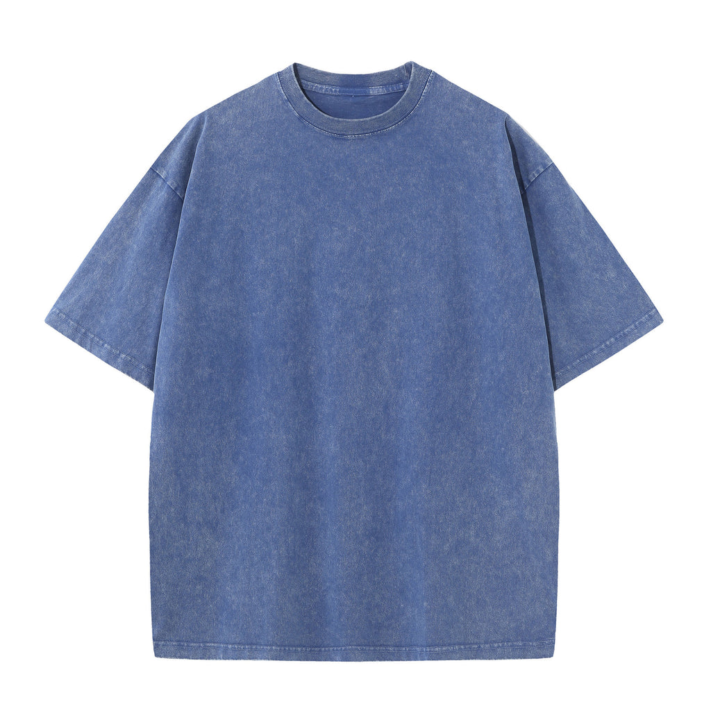 Acid Wash Oversized Drop Shoulder Tee - Blue