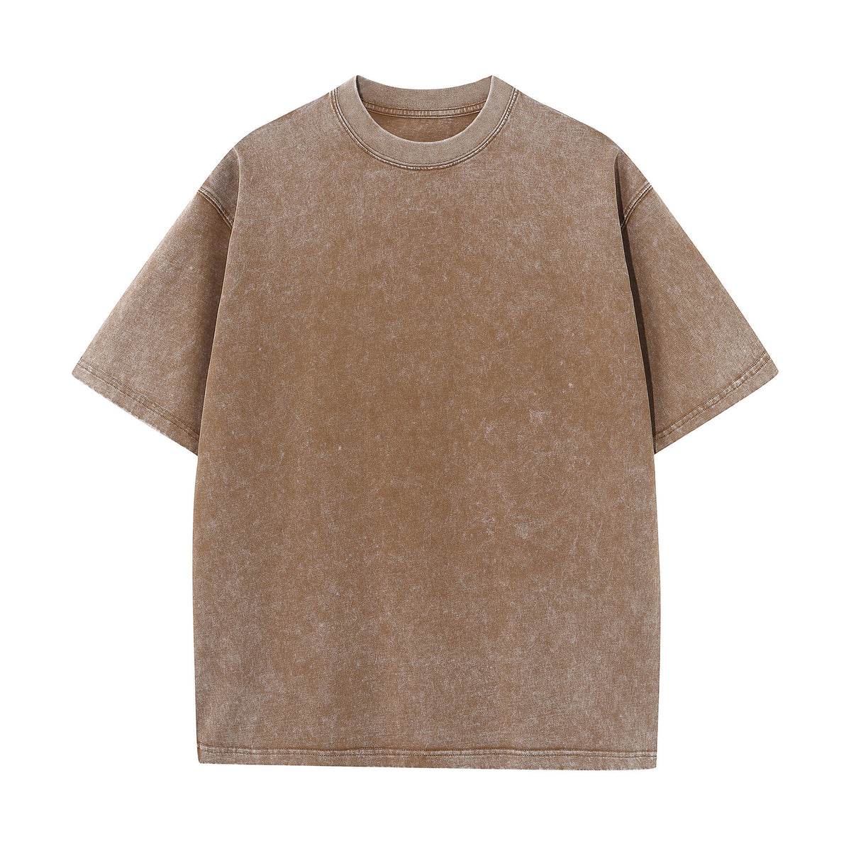 Acid Wash Oversized Drop Shoulder Tee - Coffee