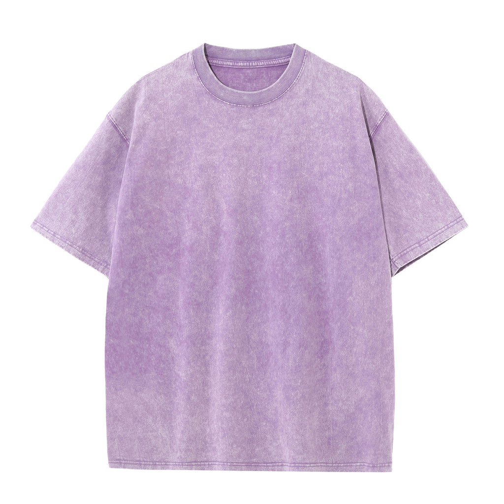 Acid Wash Oversized Drop Shoulder Tee - Purple