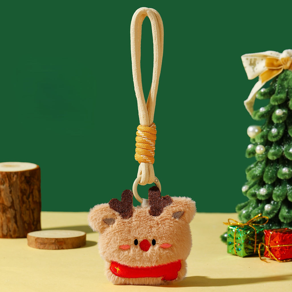 Soft Plush Holiday Keychain With Wrist Strap - Elk