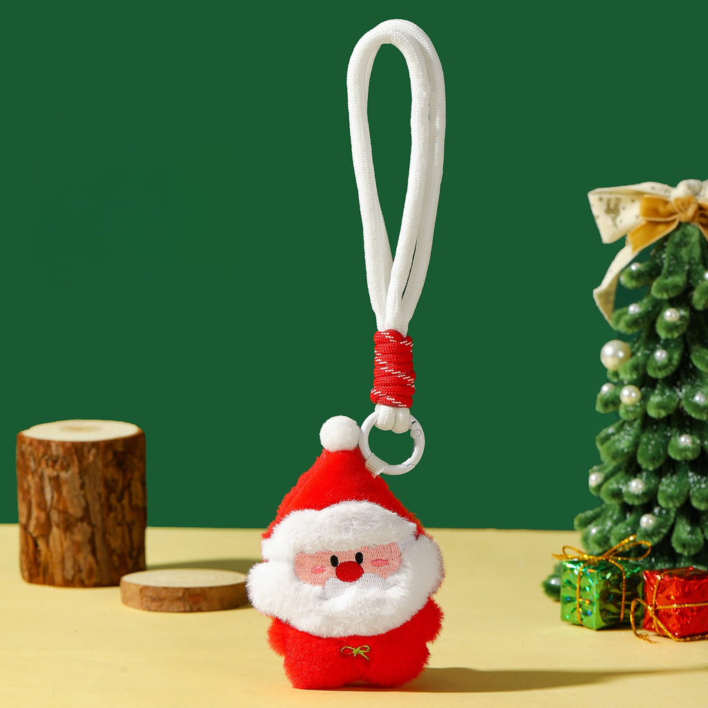 Soft Plush Holiday Keychain With Wrist Strap - Santa-2