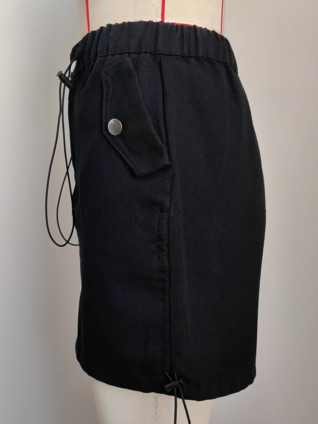 Side Drawstring Cargo Mini Skirt - Black - 6