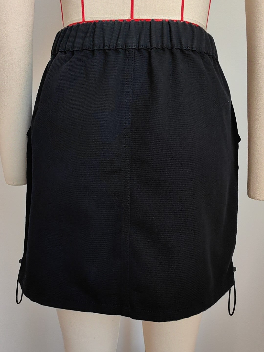 Side Drawstring Cargo Mini Skirt - Black - 7
