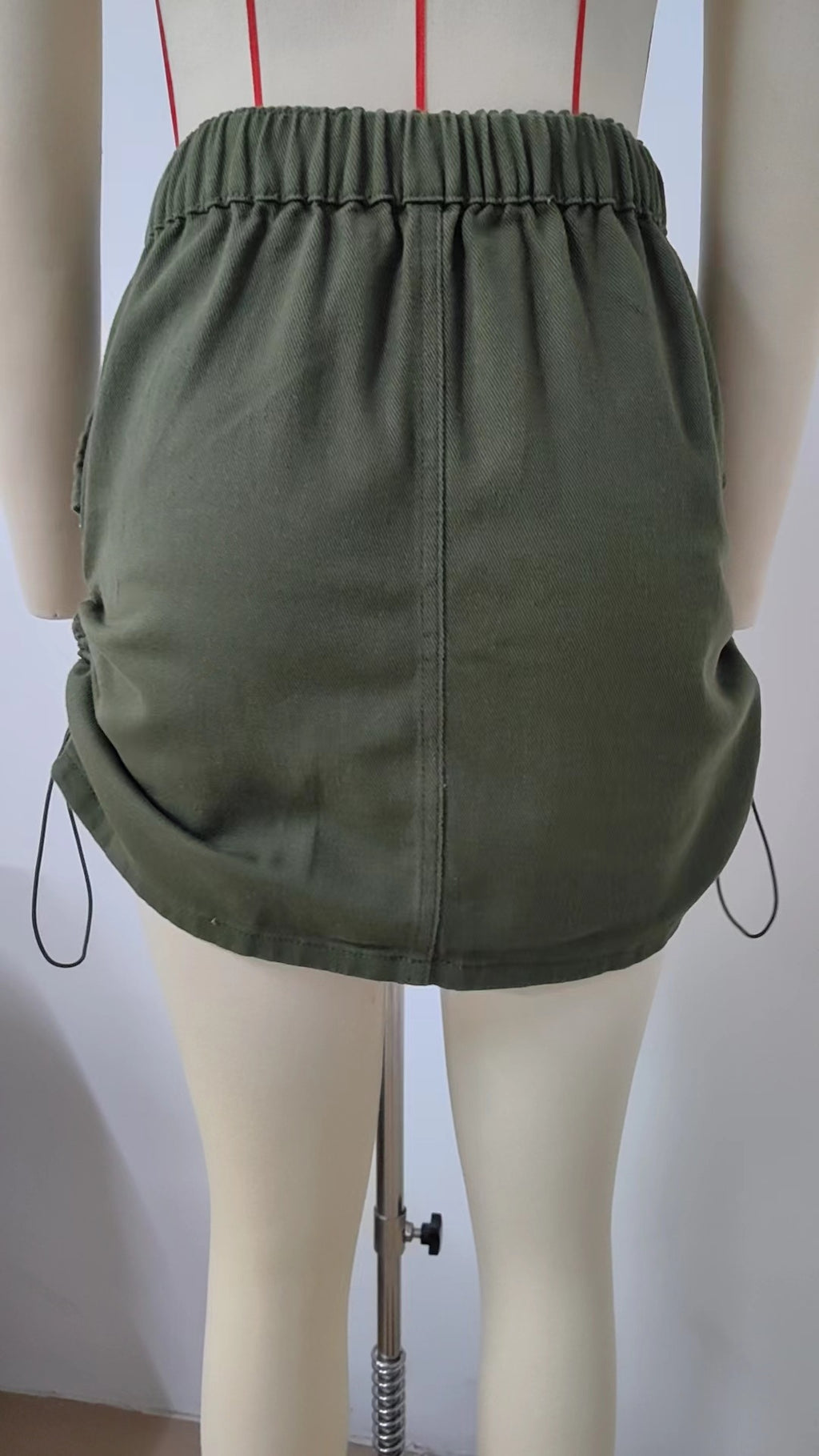 Side Drawstring Cargo Mini Skirt - Green - 10
