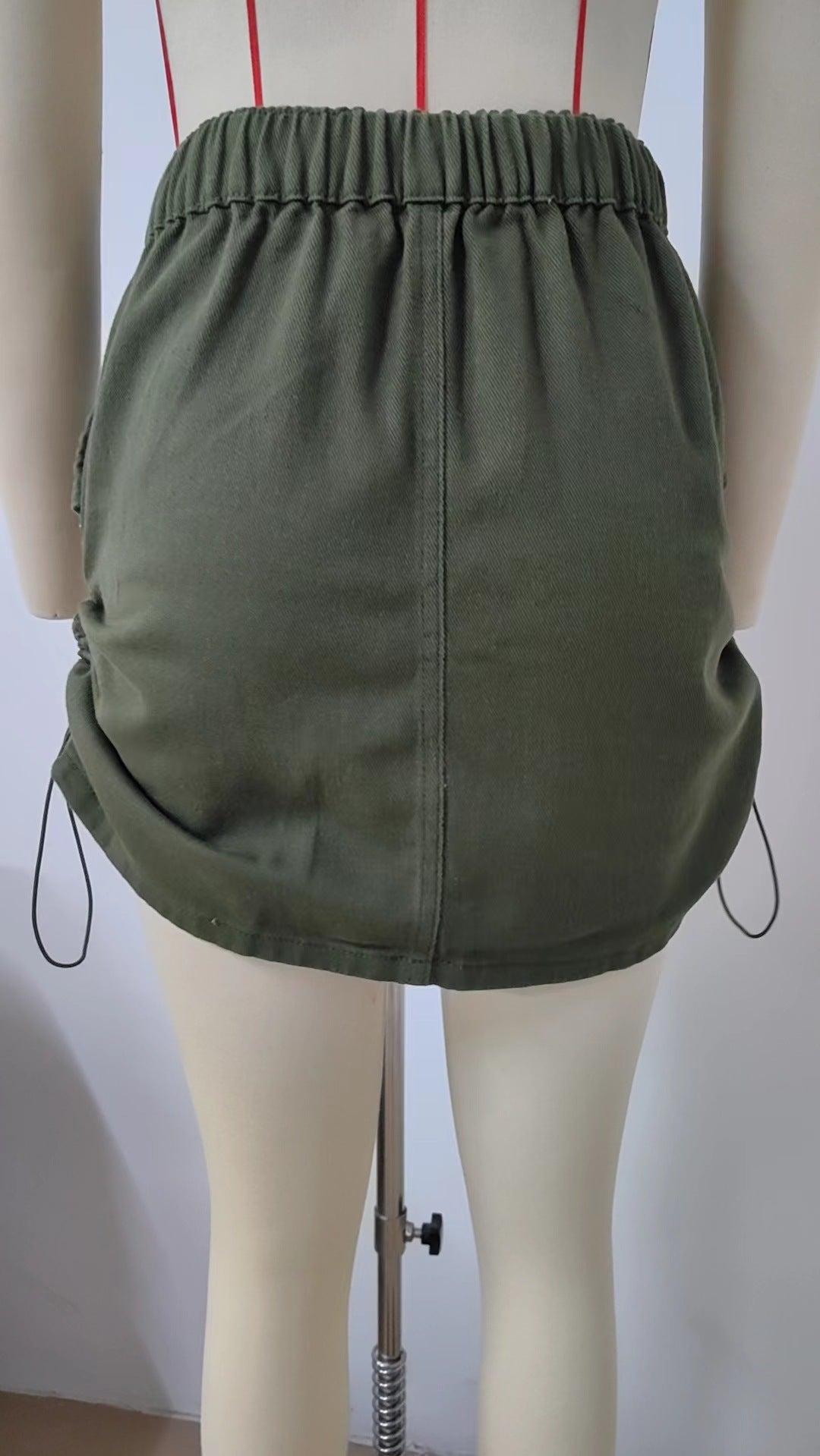 Side Drawstring Cargo Mini Skirt - Green - 10