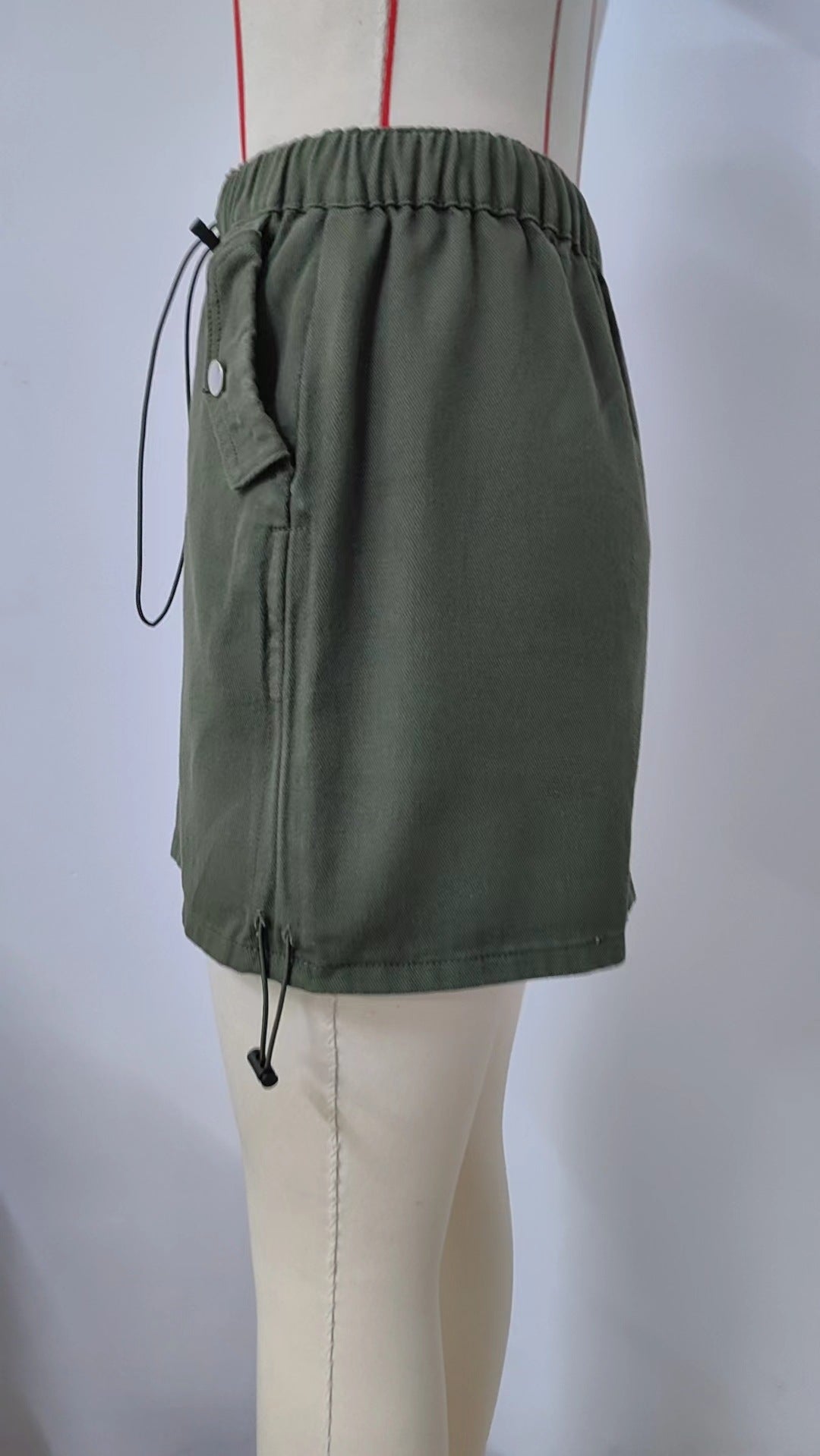 Side Drawstring Cargo Mini Skirt - Green - 6