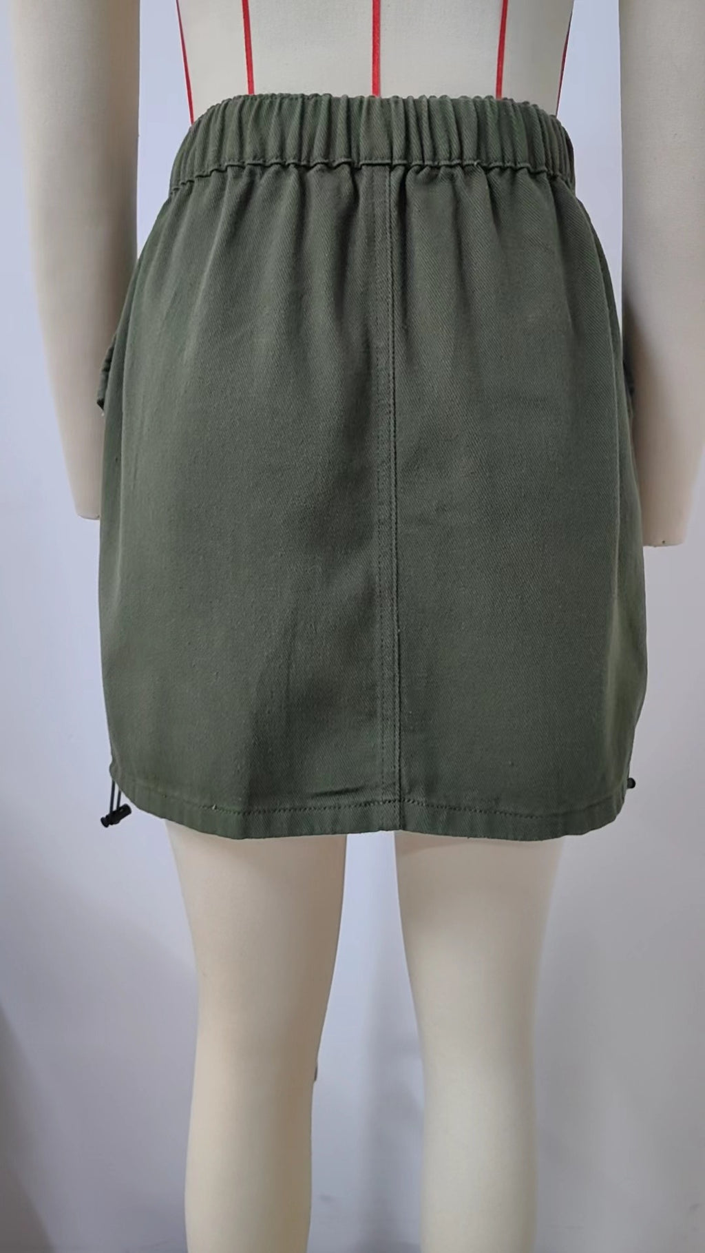 Side Drawstring Cargo Mini Skirt - Green - 7