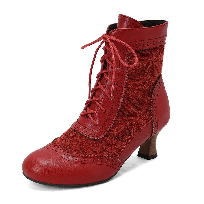 Victorian Lace Up Kitten Heel Ankle Boots