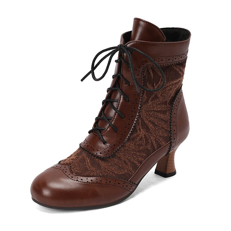 Victorian Lace Up Kitten Heel Ankle Boots