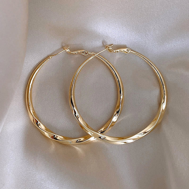 Sculptural Twisted Metal Hoop Earrings - NO01