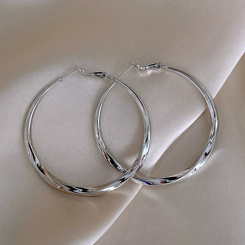 Sculptural Twisted Metal Hoop Earrings - NO02