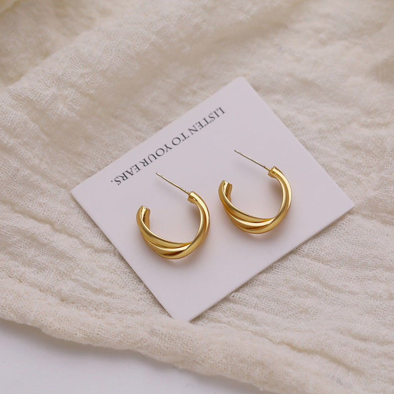 Sculptural Twisted Metal Hoop Earrings - NO14