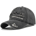 Washed Cotton Script Embroidery Baseball Cap - Black