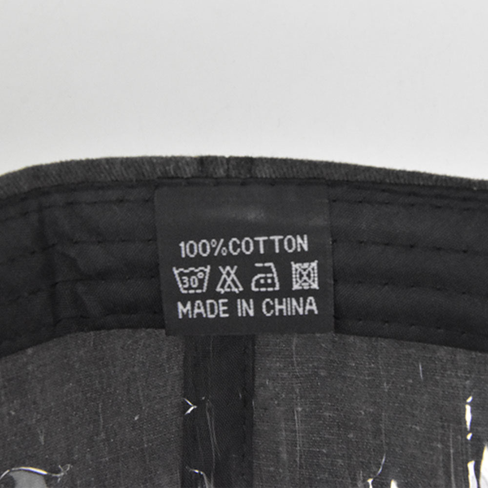 Washed Cotton Script Embroidery Baseball Cap - Black - 4