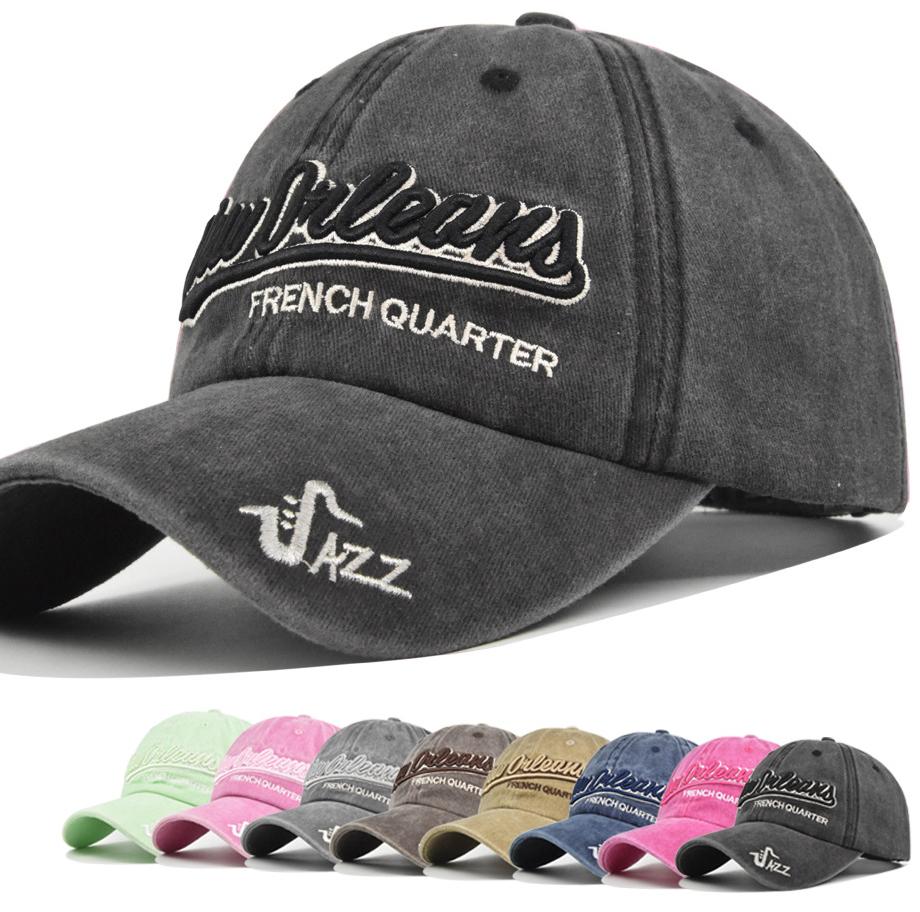 Washed Cotton Script Embroidery Baseball Cap