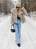 Shaggy Faux Fur Oversized Collar Coat - white