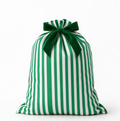 Candy Stripe Drawstring Gift Bag With Ribbon Bow - Green
