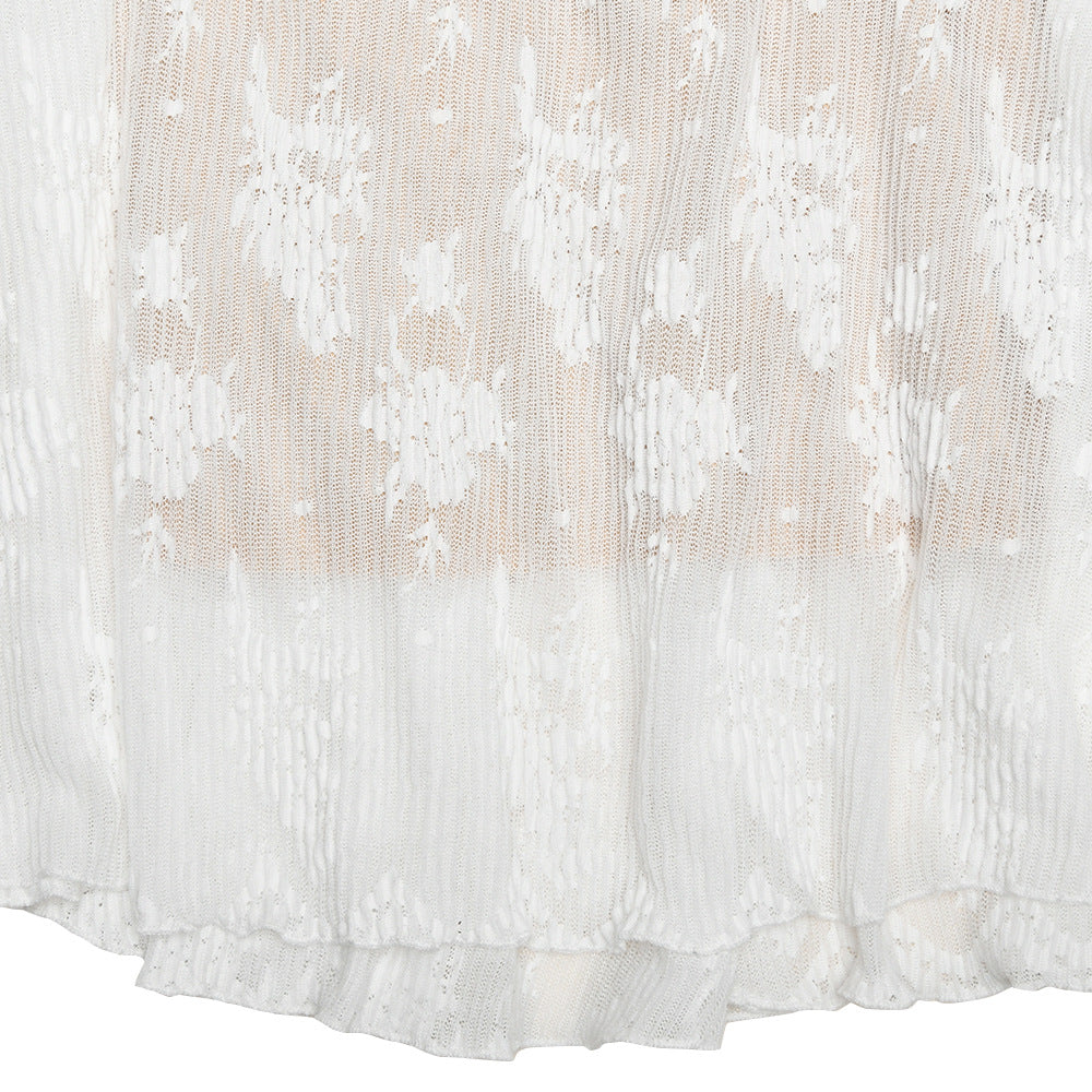 Floral Lace Fishtail Hem Maxi Gown - Apricot - 5