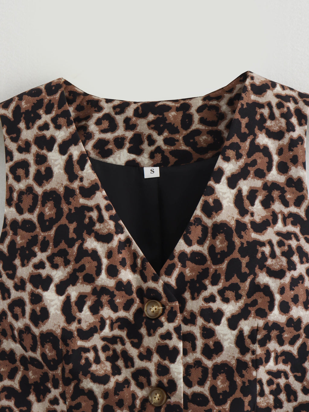 Animal Print Cropped Suit Vest - Brown - 2