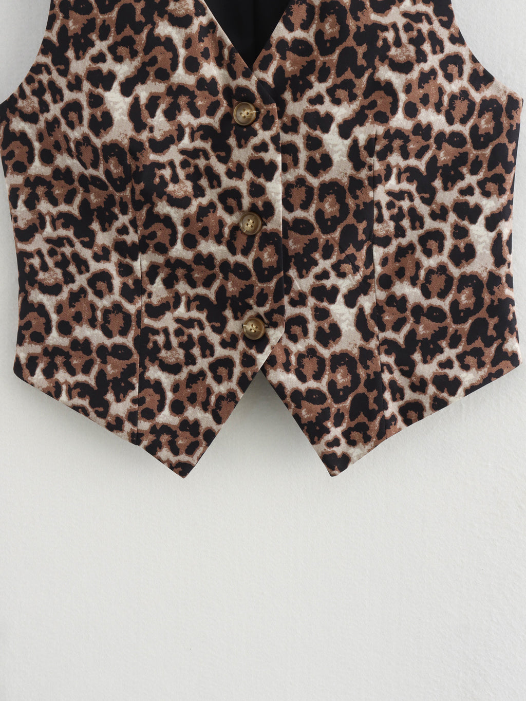 Animal Print Cropped Suit Vest - Brown - 3