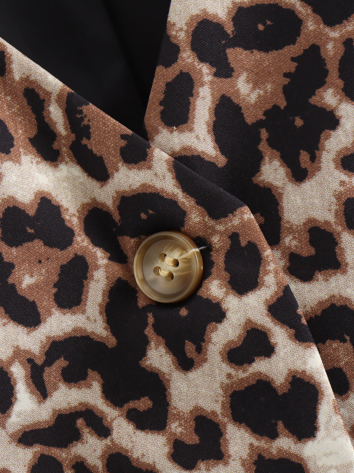 Animal Print Cropped Suit Vest - Brown - 5