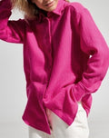 Crinkle Gauze Oversized Button Up Shirt - Rosered