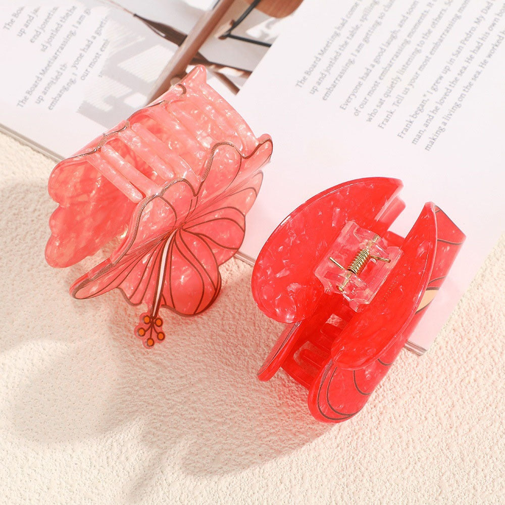 Marbled Hibiscus Bloom Hair Claw Clip - view 1