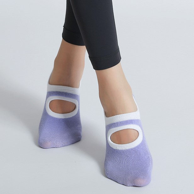 Contrast Strap Low Cut Grip Socks - Lavender
