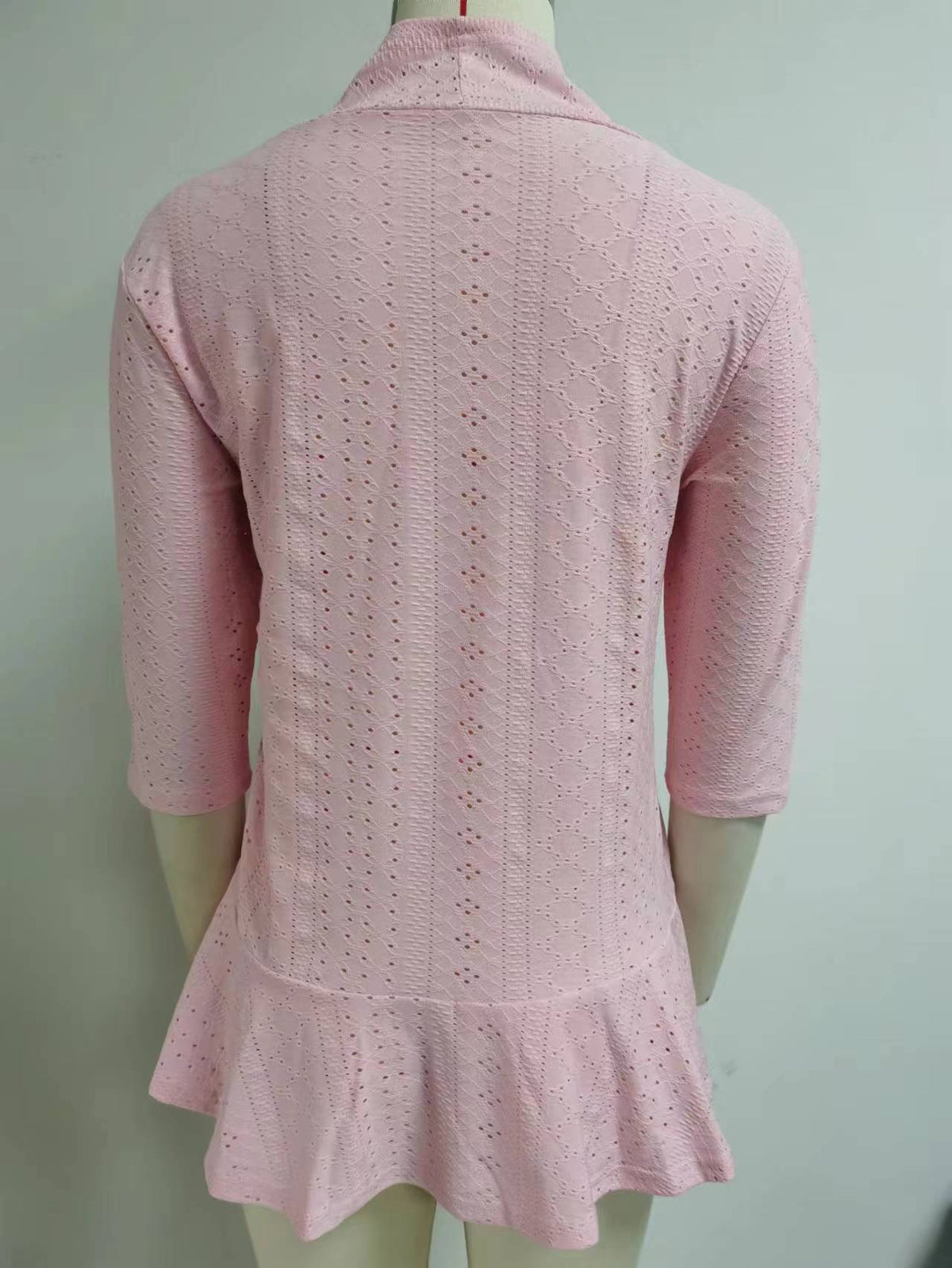 Open Front Ruffle Hem Knit Top